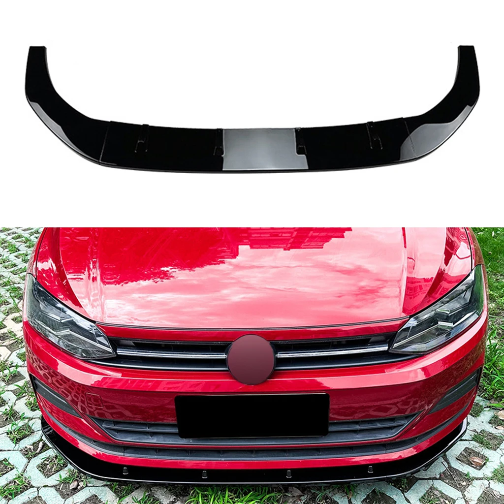 Front Bumper Lip Spoiler For Volkswagen Polo MK6 2018+ Front Bumper Protector Lower Blade Splitter Car Styling