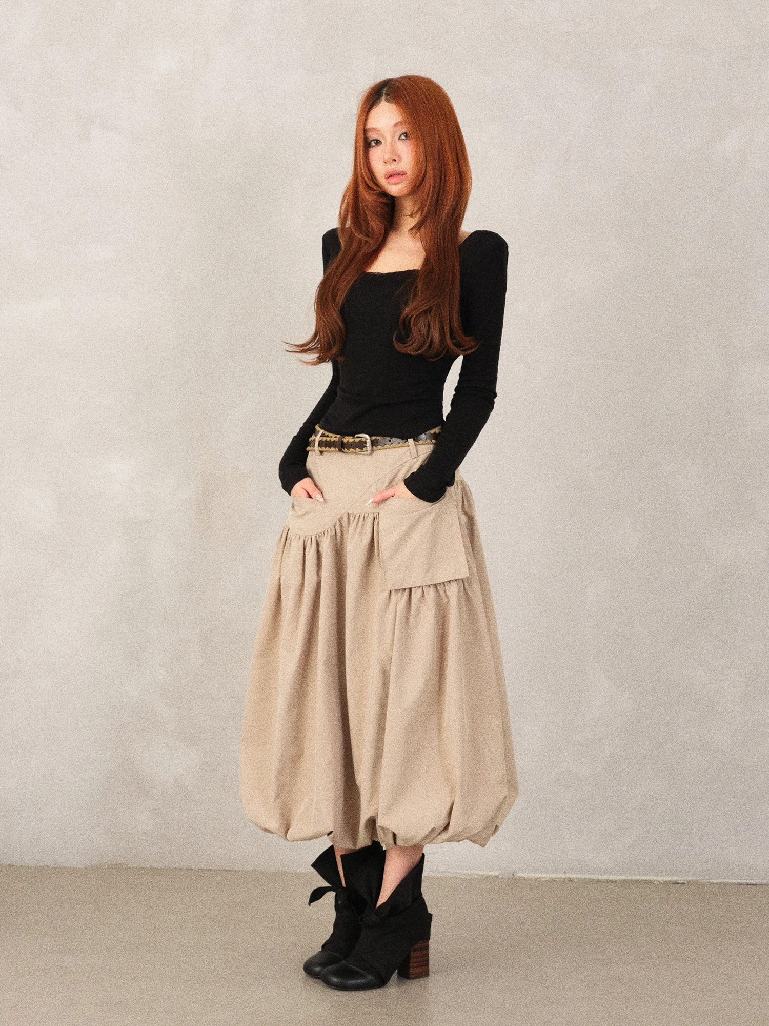 

Юбка-миди FORNIYOYO в американском ретро-стиле, многослойная, рабочая, повседневная, из полиэфирного волокна, с драпировкой, А-силуэт