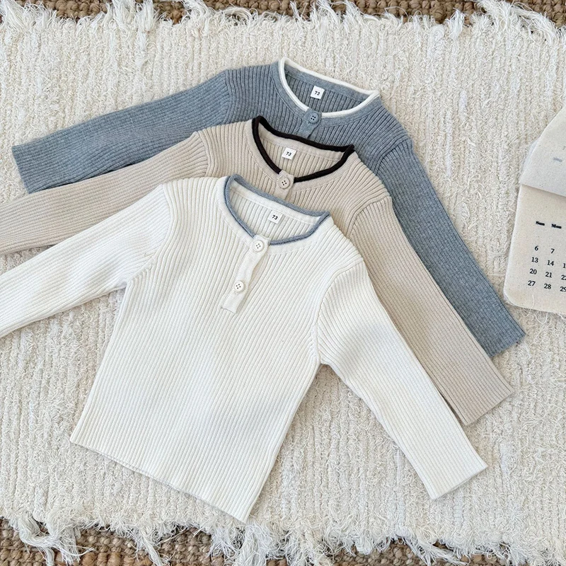 ربيع جديد 2026 0-3 سنوات ملابس الأطفال حديثي الولادة الفتيات الفتيان البلوز سترة طفل رضيع فتاة الفتيان الحياكة البلوز القمم