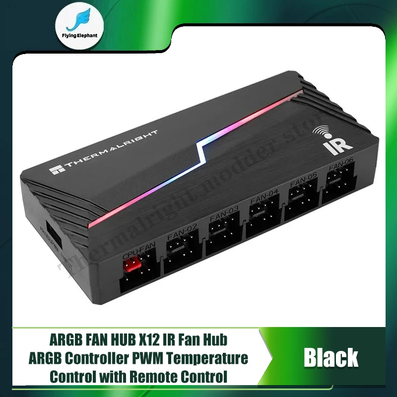 Thermalright ARGB FAN HUB X12 IR Fan Hub ARGB Controller PWM Temperaturregelung mit Fernbedienung