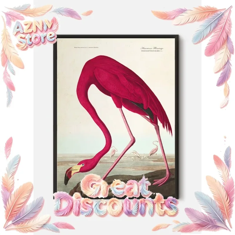 Vintage Wildlife Poster Heron Raven Pink Flamingo Bird Blu Jay Paradise Bird Canvas Print Living Room Retro Wall Art 2026