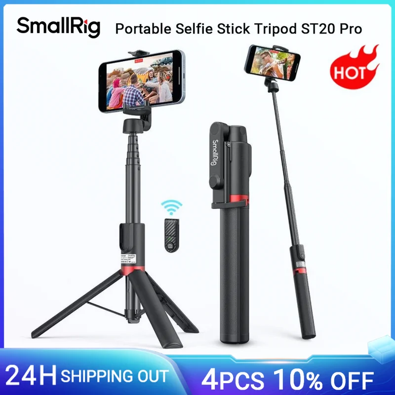 

SmallRig Tripod for iPhone Portable Selfie Stick Tripod ST20 Pro Foldable Tripod w Wireless Remote Control 1.3m Stretch Height