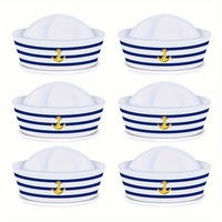 2/4/6PCS， Sailor hat, captain hat, navy hat, blue striped navy costume accessories, role-playing, beach party decoration