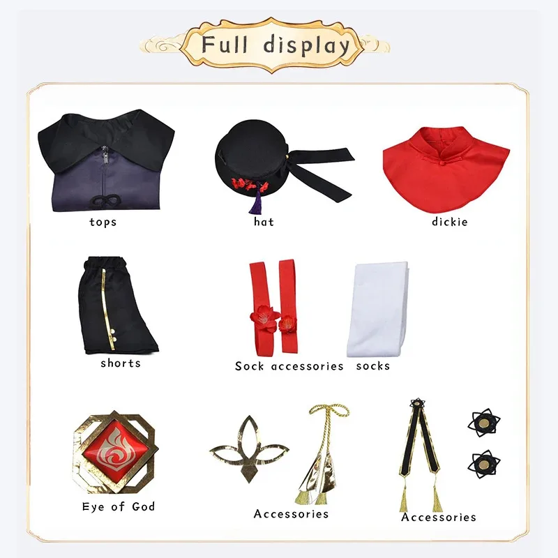 Impact Hutao Costume Cosplay Scarpe Parrucca uniforme Costumi di Halloween in stile cinese per donne Gioco Hu Tao
