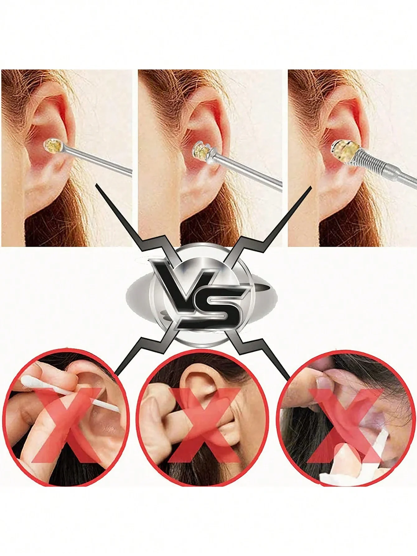 Ear Cleaning Tool Stainless Steel Ear Pick Kit &1Pc Storage Bag Earwax Remover Tool