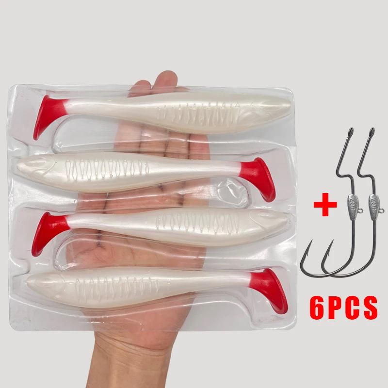 4 Stück weiche Angelköder mit 2 Liple-Haken, einzigartige vibrierende Schwimmaction, gut gefertigte Angelköder für Barsch, Forelle, Crappie Walleye – Detail 12