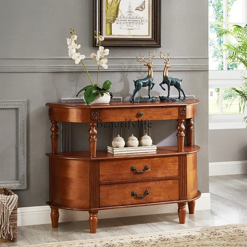 

3 American-style Solid Wood Entryway Console Wall-mounted Storage Sideboard for Living Room