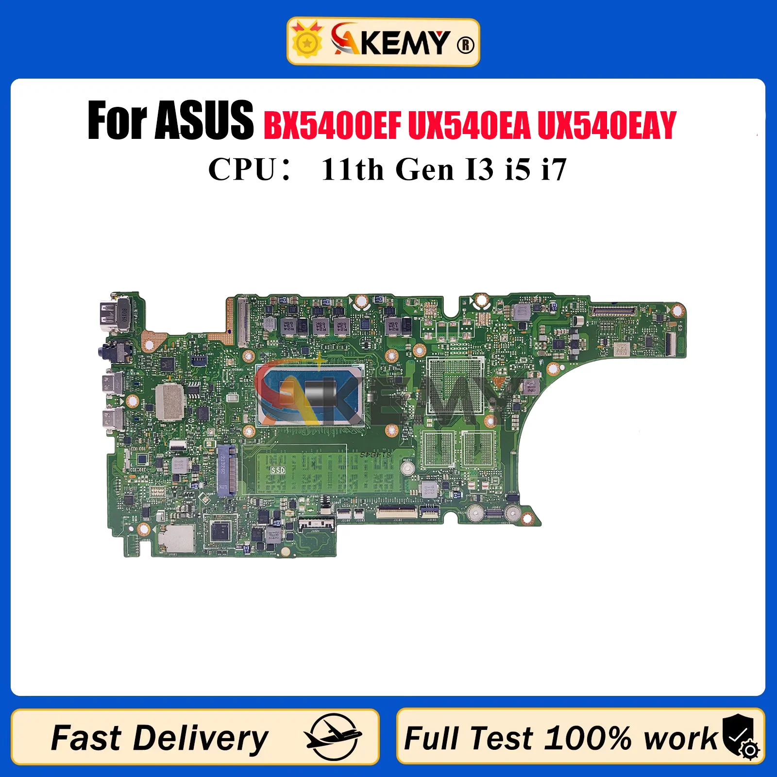 

UX5400EA Материнская плата для ноутбука ASUS ZenBook UX5400 BX5400EF BX5400EB UX540EA UX540EAY Материнская плата 11-го поколения I3 i5 i7 100% тест в порядке