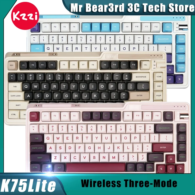 

Kzzi K75 Lite Wireless Three-Mode Mechanical Keyboard Bluetooth 2.4g Wired Customized Gasket Structure Lower Light Position Rgb