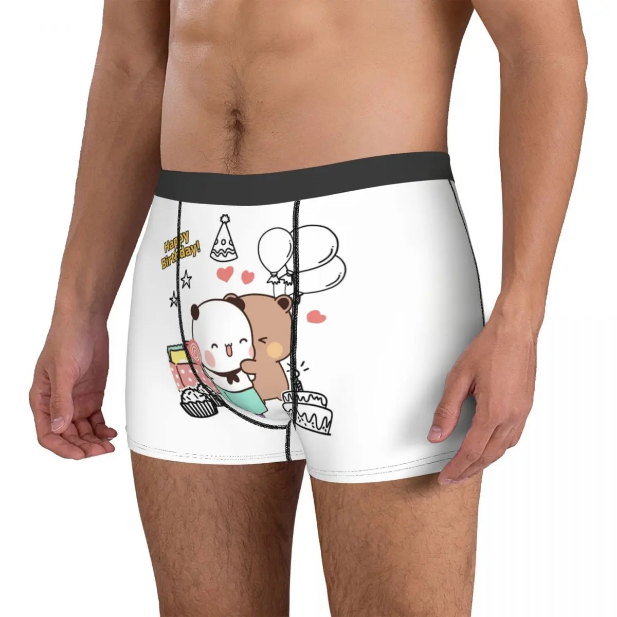 Men Happy Birthday Bubu Dudu Underwear Panda Bear Funny Boxer Briefs Shorts Panties Homme Soft Underpants