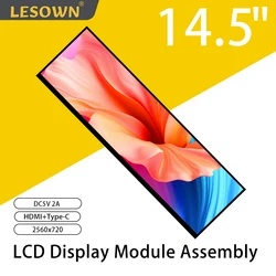 LESOWN 14.5 inch Strip Computer-Assisted LCD Screen 2.5K 2560x720 1500:1 Mini HDMI Type-C Long Bar Touchscreen Display Module