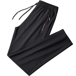 Pantalones de chándal de malla transpirable para hombre, ropa deportiva holgada, informal, color negro, 7XL, 8XL, 9XL, Verano