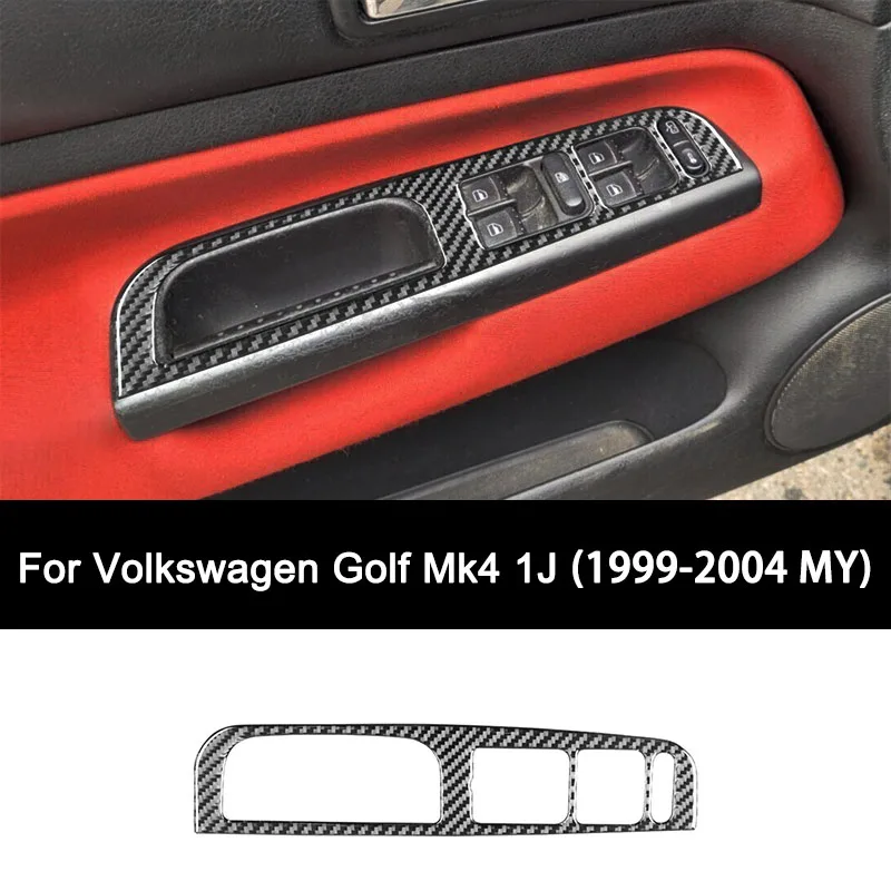 

For Volkswagen Golf Mk4 1J (1999-2004 MY), Premium Carbon Fiber Car Window Lift Button Panel Interior Sticker Auto Accessories