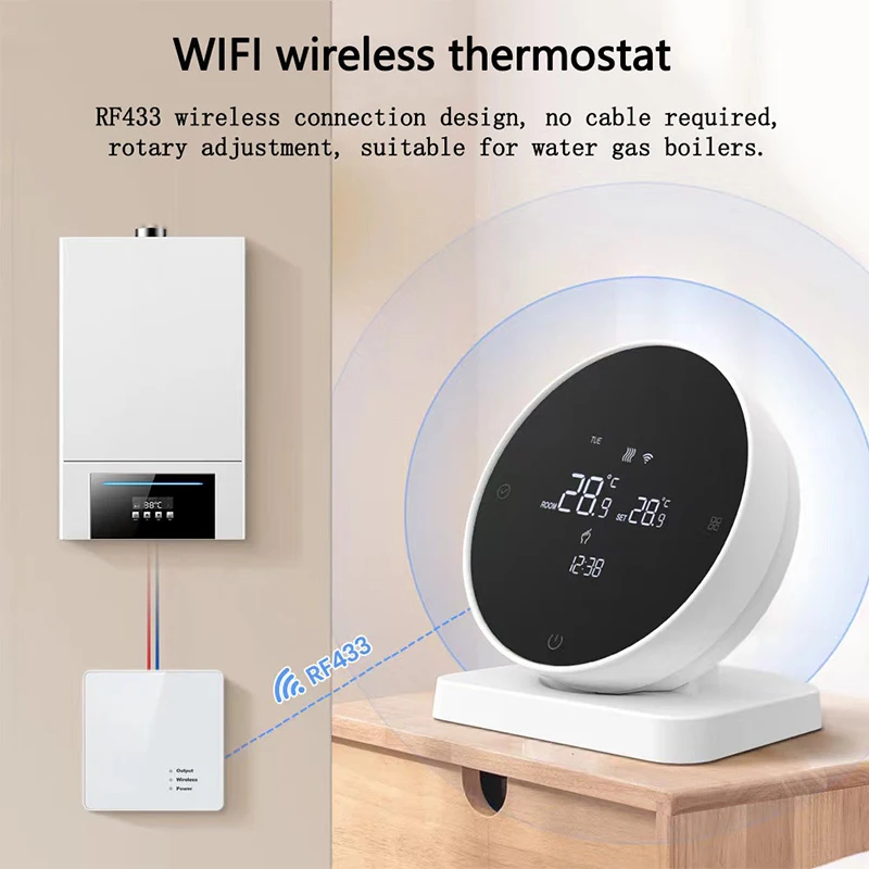 YJWL R7 bezprzewodowy inteligentny termostat WIFI jeden do jednego/wyświetlacz LCD/ekran dotykowy/regulator temperatury ogrzewania wody w kotle