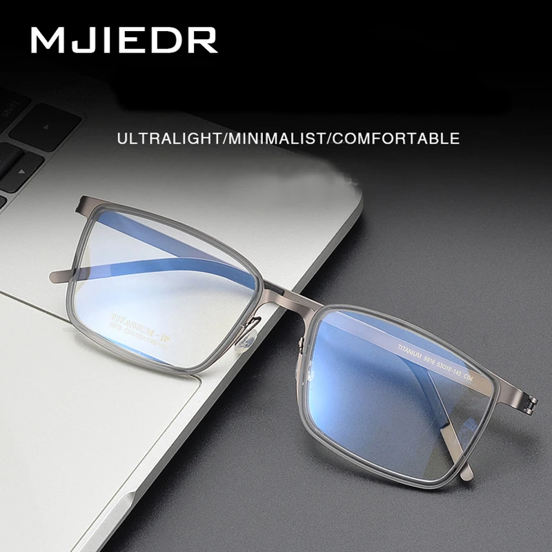 

MJIEDR Vintage Myopia Optical Male Eyewear Pure Titanium Glasses Frame for Men Retro Squre Prescription Eyeglasses Frames Women