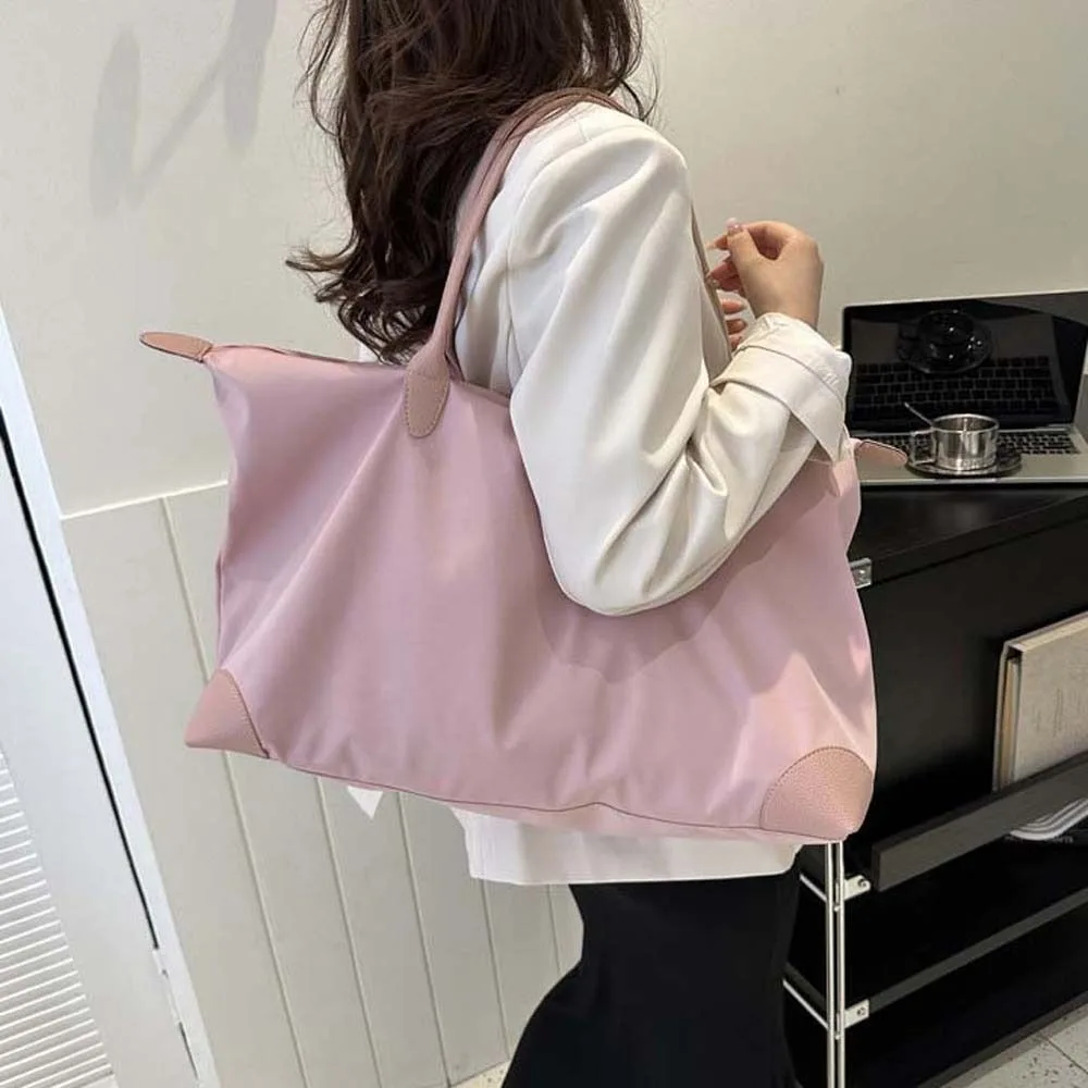 Neue Ins Einfarbige Wasserdichte Oxford-Nylon-Tragetasche im Koreanischen Stil mit Lederbesatz Handtasche Unterarm-Schultertasche für Outdoor und Pendeln – Detail 8