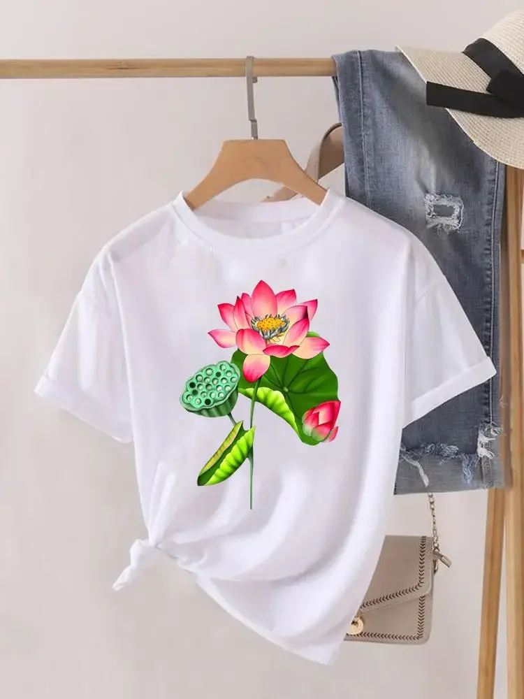 Lovely Cute Style Clothes Short Sleeve Graphic T-shirt Women Top Print Lady Female Shirt Tee Fashion O-neck Clothing