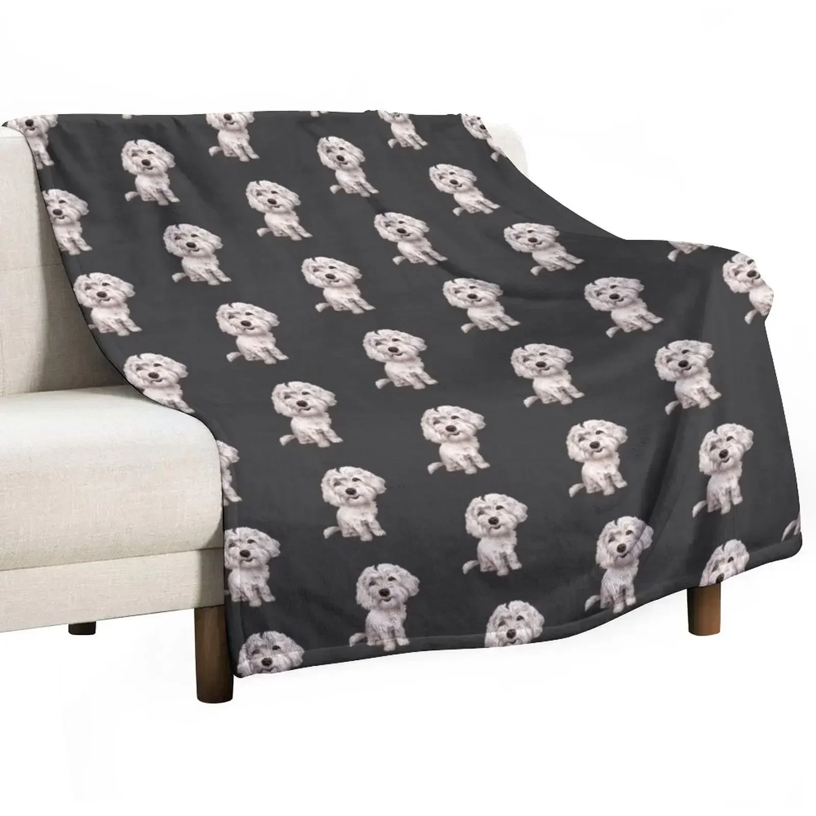 

New White Cavapoo | White Cavoodle Throw Blanket Designers Decoratives Winter beds Blankets