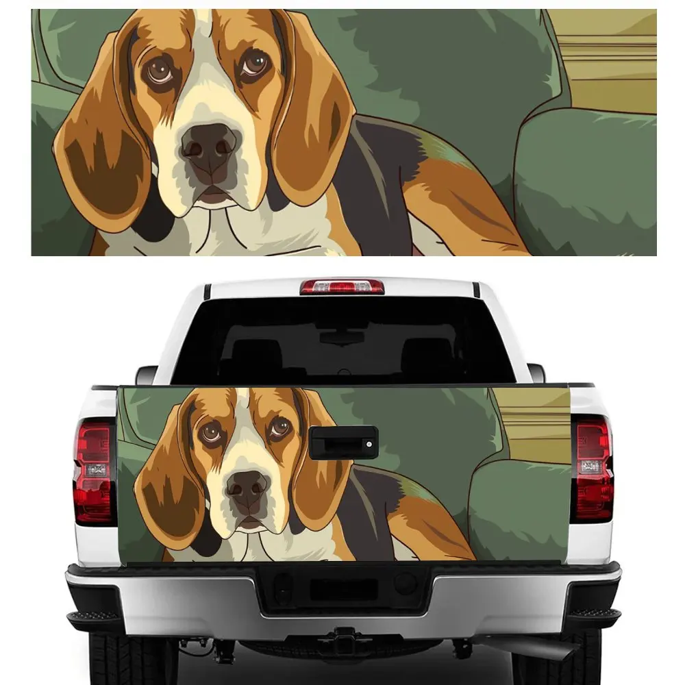 Doubtful Beagle Animla Dog Print Car Tail Trunk Protect Vinly Decal Auto Accessories Hood Decoration Sticker for Off-road Pickup