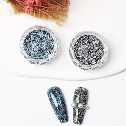 1pc Woolen nail glitter powder accessory coarse spinning soft nylon powder ins black white texture nail art creation DIY