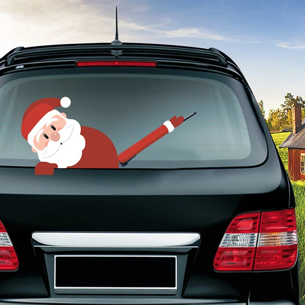 1 Pc NEW Car Sticker Santa Claus Christmas Auto Decorations DIY New Santa Wiper Car Stickers for Christmas Holidays