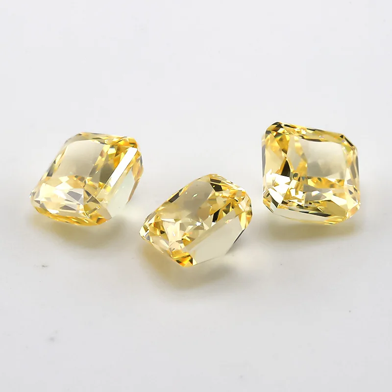 

SHIQIER 05#Light Yellow Square Octangle Radiant Crushed Ice Cut Cubic Zirconia Stone 5A 5x5mm Loose CZ Synthetic Gemstone