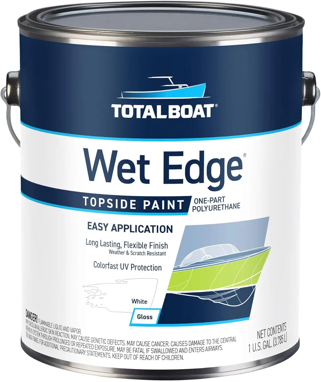 Wet Edge Marine Topside Paint for Boats, Fiberglass, and Wood (White), 1 Gallon (Pack of 1)(Packaging May vary)