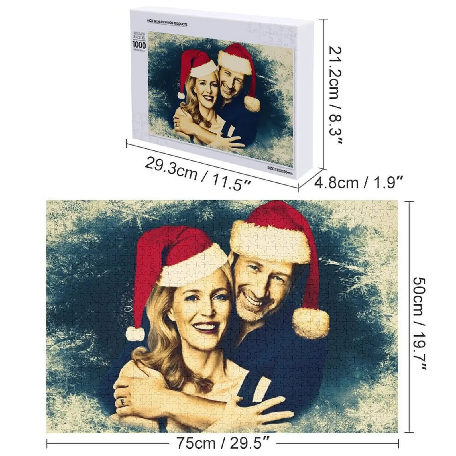 Puzzle Gillian i David - edycja świąteczna, prezent na zamówienie, personalizowany prezent, puzzle dla par, dla dzieci