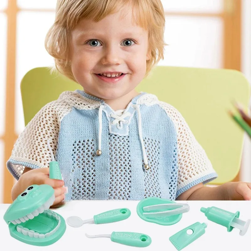 Juego de simulación Dental de plástico de 9 Uds., conjunto médico para niños, hábito de higiene, cultivo, ayuda para enseñanza, juguete de cepillado intelectual