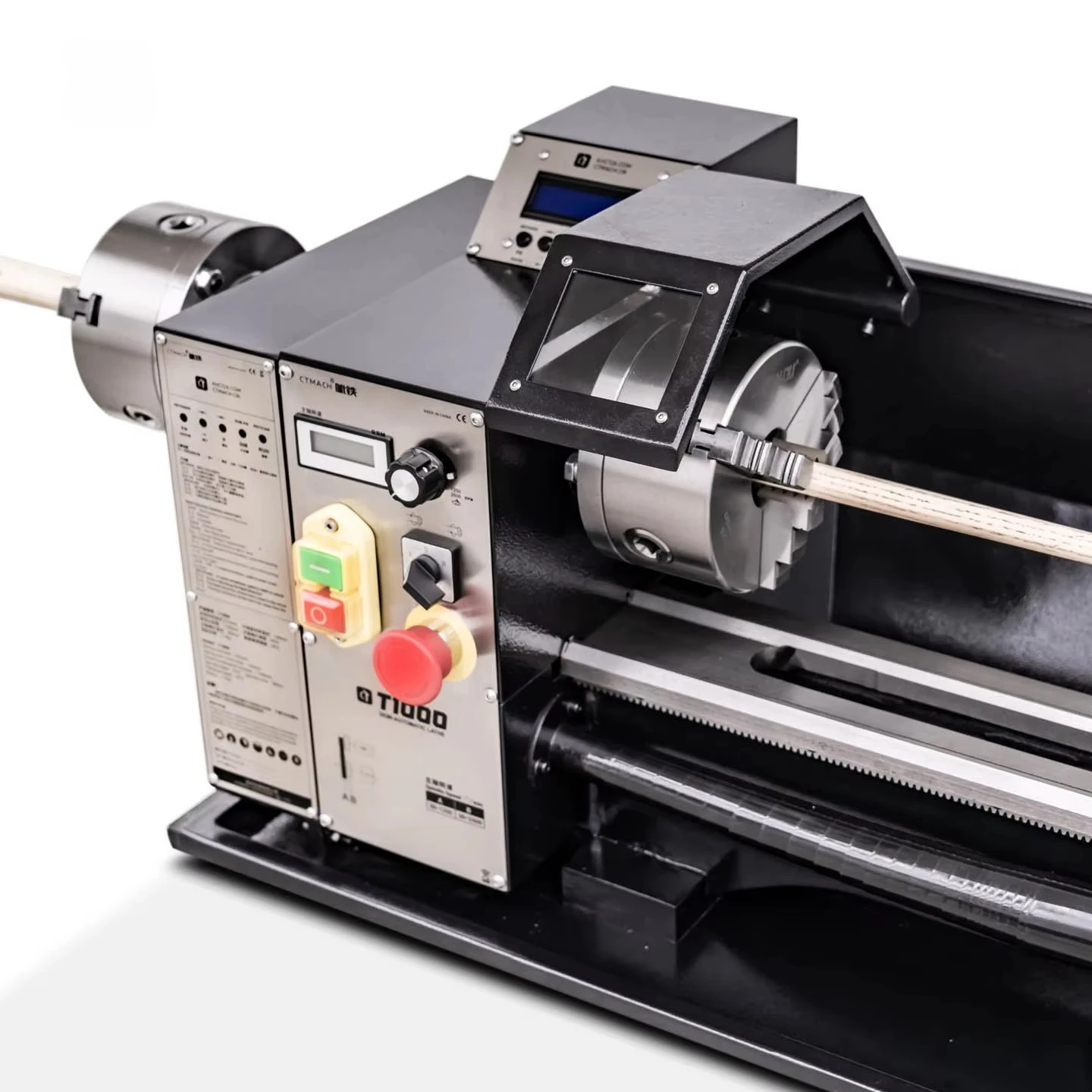 T1000 Horizontal Double Chuck Medium Duty Silent Woodworking Lathe New Bench Lathe Motor for Billiard Cue Making Repair