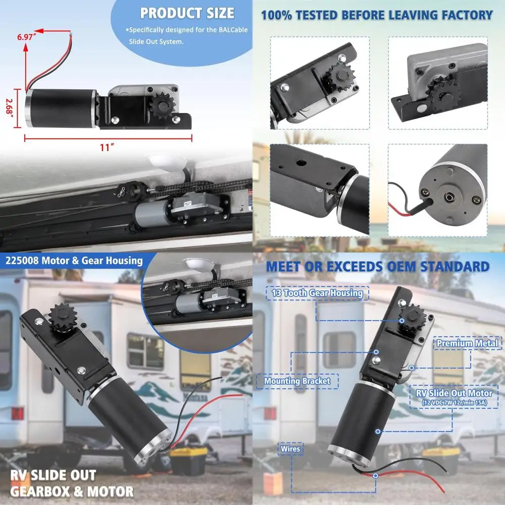 محرك RV Slide Out ومبيت تروس متوافق مع نظام انزلاق كابل BAL Accu-Slide، وصندوق تروس منزلق RV ومخرج عالي M #1