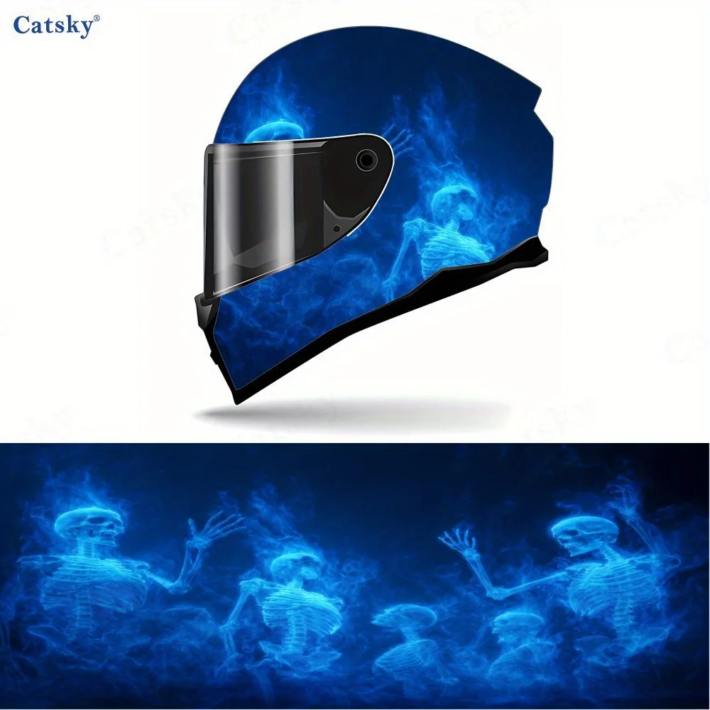 

[Упаковка для гоночного шлема] Горящий скелет, полный набор наклеек для упаковки шлема, виниловая упаковка для мотоциклетного шлема, износостойкая упаковка