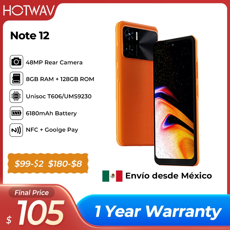 

HOTWAV Note 12 Note12 6.8'' Android 13 90Hz 20W fast charge 8GB+128GB 48MP Rear Camera NFC 6180mAh