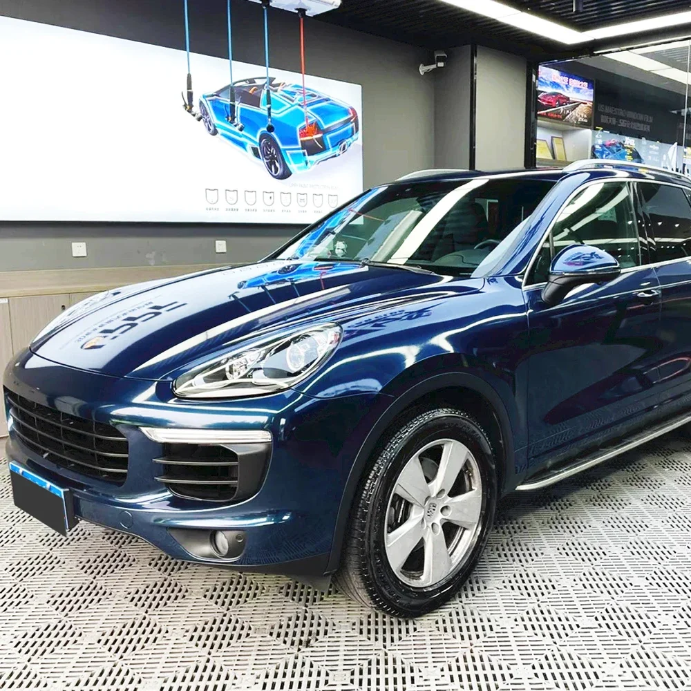 

High Glossy PET Navy Blue Vinyl Wrap Film for Car Decals Wrapping Foil Bright Stickers Auto DIY Self-Adhesive Film Decoration