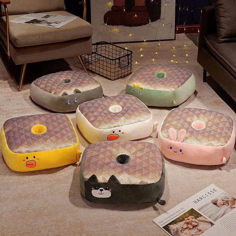 40x40cm Animal Seat Cushion Double-sided PP Cotton Pillow Linen Rattan Buttocks Cushion Office Household Floor Sitting Cushion