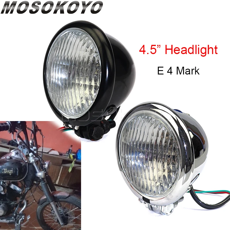 

Motorcycle Vintage 4.5" H4 Headlight Lighting Lamp Headlamp For Harley Sportster XL Old School Chopper Bobber Scrambler Honda