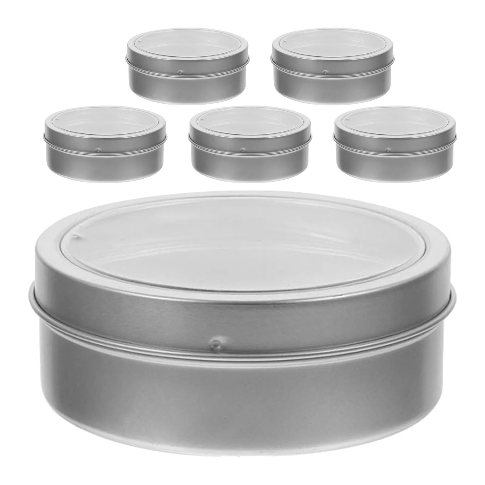 6Pcs Magnetic Storage Canisters Tinplate Round Airtight Stackable Spice Jars Clear Window Lid Fridge Organizer Kitchen Pantry