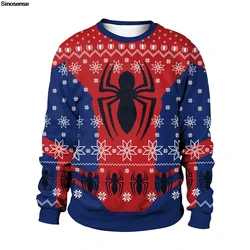 Men Women Spider Xmas Sweatshirt 3D Digital Print New Year Eve Holiday Party Jumper Tops Unisex Pullover Ugly Christmas Sweater