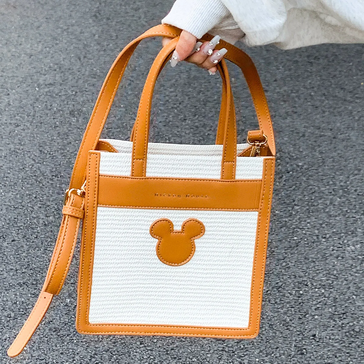 Tas dompet Disney, tas tangan wanita, tas Tote untuk wanita, kapasitas besar, tas bahu selempang Mouse Kawaii Miekcy, tas Anime, dompet imut