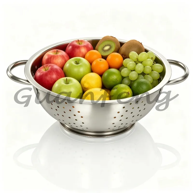 Double‑Handled Stainless Steel Fine‑Mesh Colander, Kitchen Strainer for Pasta and Vegetable Washing