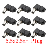 10Pcs/lot 90 Degree 5.5x2.5mm DC Power Male Plug Soldering Cable Connector 5.5*2.5mm DC Plugs Jack Assembly Adapter Right Angle