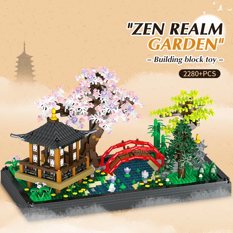 Décennie s de construction de jardin du Vermont pour enfants et adultes, jouets modèles d'architecture chinoise, micro briques de diamant bricolage, blocs d'assemblage, cadeau jouet