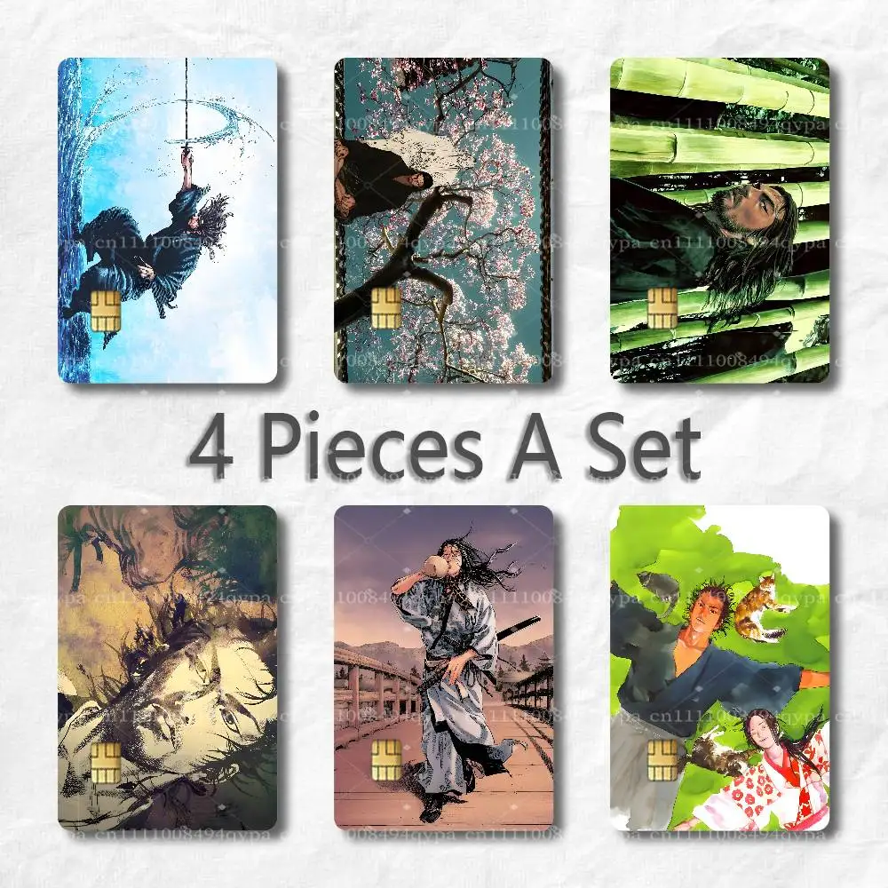 Miyamoto Musashi V-Vagabond Card Skin Sticker for Credit Debit Card Adhesive Skin Ultra Thin Card Decal Sticker Wrap 4 Piece Set