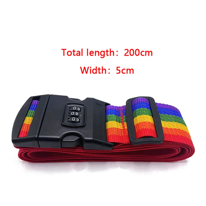 2Meter Regenbogen Passworts chloss Verpackung Gepäck tasche mit Gepäck riemen 3-stellige Passworts chloss Schnallen riemen Gepäck gurte