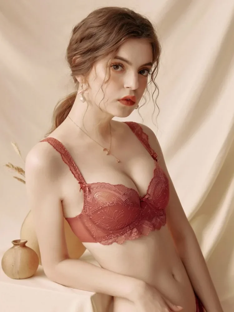 MOYISU Desire الفيكتوري الدانتيل مثير الملابس الداخلية النسائية رقيقة الصدرية مجموعة مع كبير الثديين والصغيرة دفع ما يصل زوج مكافحة الترهل الصدرية مجموعة #4