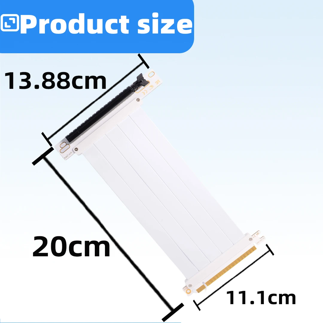 PCIE 4.0 X16 Adapter Graphics Card Extension Riser Cable 90 Degree for GPU Gold Finger PCI-Express for server Computer 15-20cm