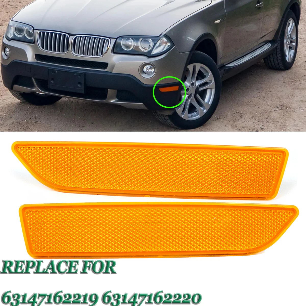 

1 Piece Amber Parking Light Side Lamp Fit For 2007-2010 BMW X3 E83 Parking Lights Front Marker Light 63147162219 63147162220