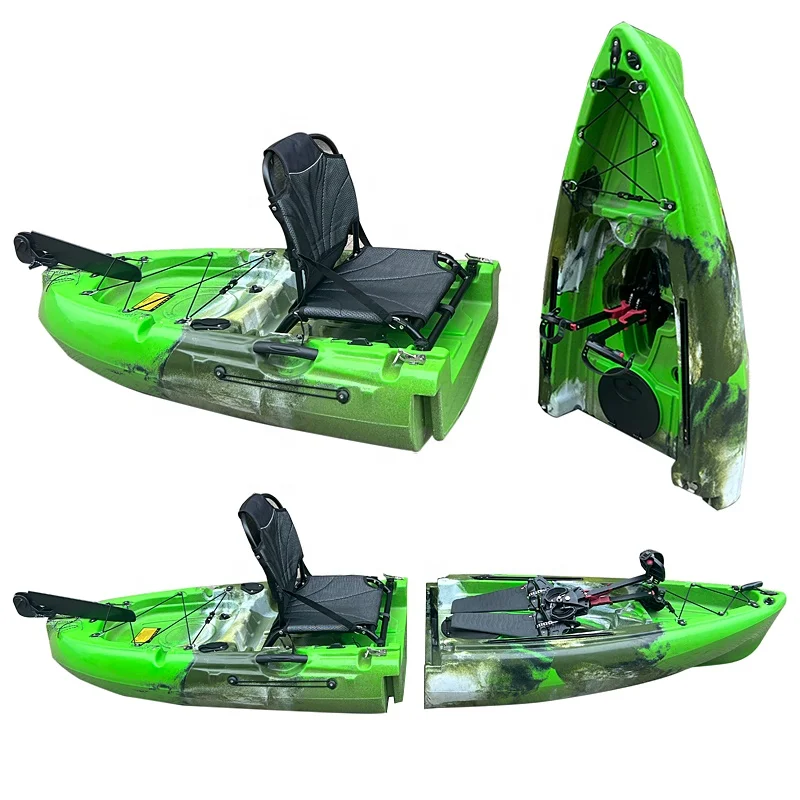 Sistema de conducción de pedal de pesca, kayak de un solo motor de 8 pies, kayak de pesca modular dividido con pedales para océano, lagos y ríos, novedad