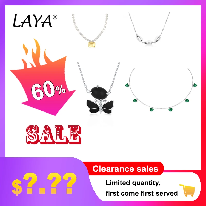 LAYA 100% 925 Sterling Silver Pendant Necklace For Women Sparkling Zircon Fashion Modern Trendy Fine Jewelry