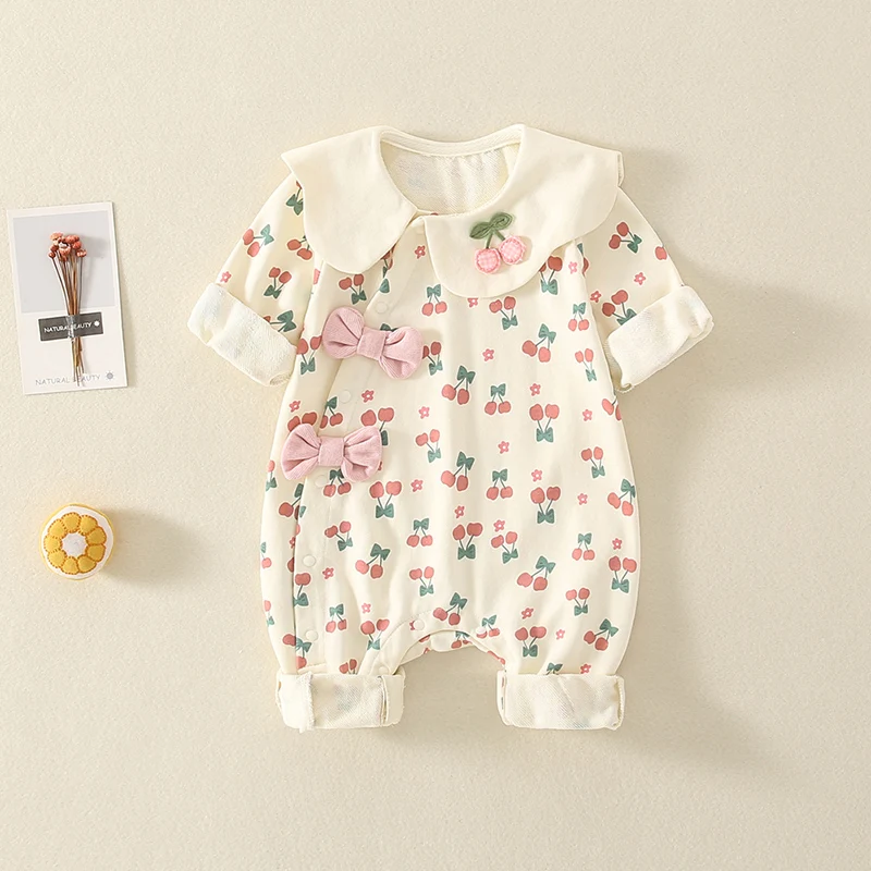 

Очаровательный комплект для новорожденных девочек: весенне-осенний, с длинным рукавом, супер милый, с узлом, модный, с завышенной талией